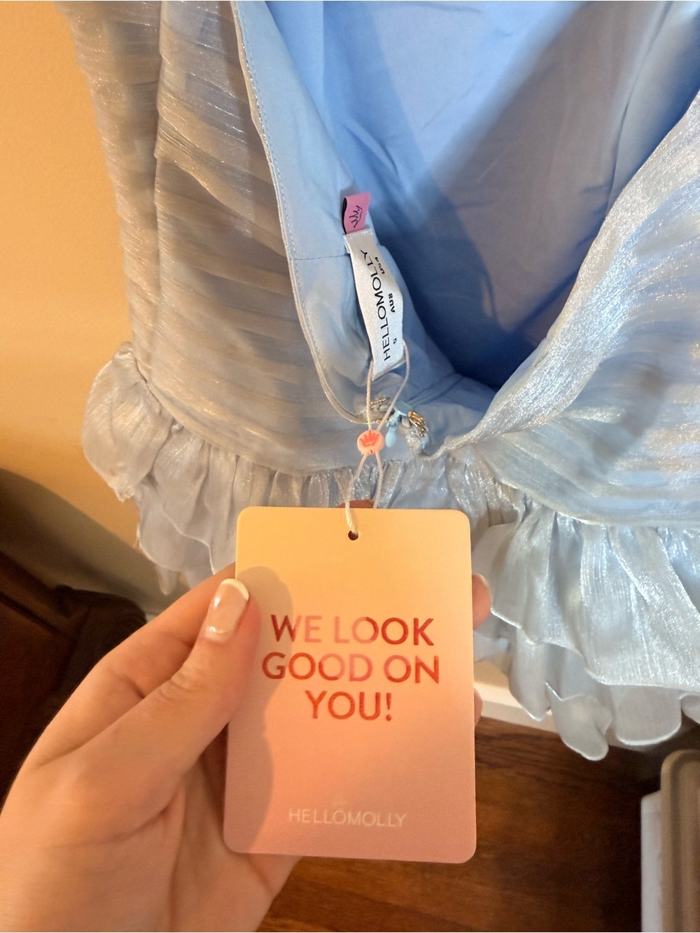 Hello Molly Light Blue Ruffle Tiered Mini Dress - Picture 7 of 7